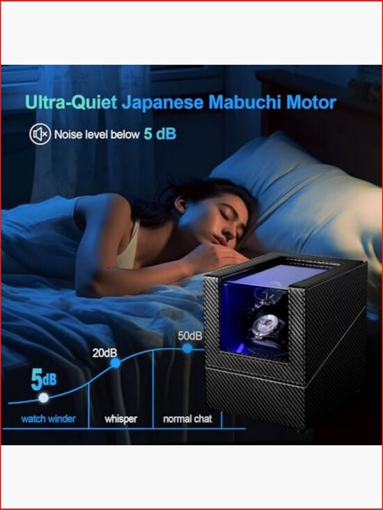 Watch Winder with LED Light Japanese Quiet Motor 4 Rotation Modes USB-C main image 7